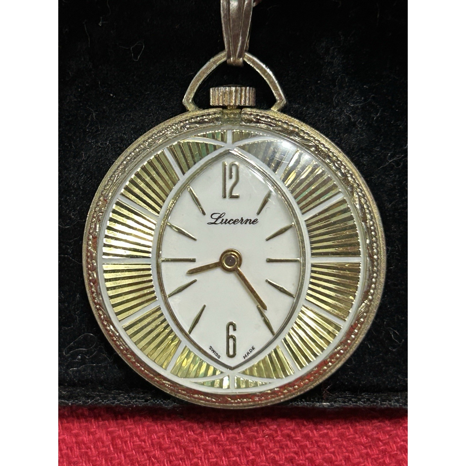 Vintage Lucerne Pendant Watch Swiss Made With Box Tested Works